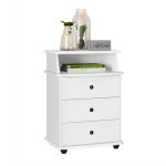 Mesa de Cabeceira Quarto Luxo 3 Gavetas Branco - Imagem 2
