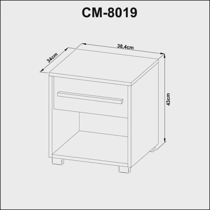 Mesa de Cabeceira em Mdp 1 Gaveta Cm8019 - Imagem 3