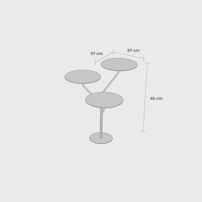 Mesa de Canto Trieste 65cm X 57cm X 57 Cm preto  dourado - Imagem 2