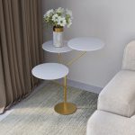 Mesa de Canto Trieste 65cm X 57cm X 57cm BrancoDourado