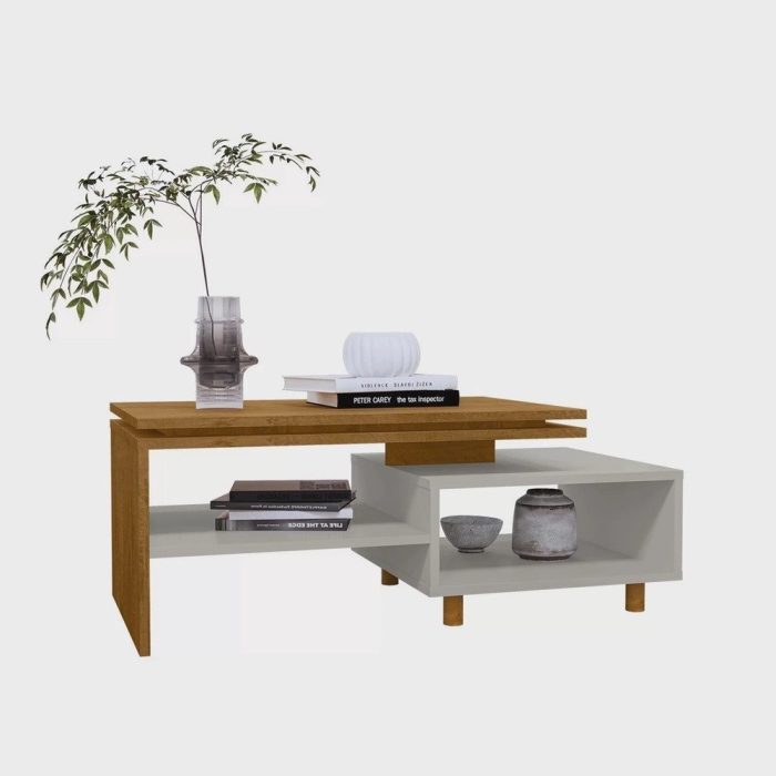 Mesa de Centro Decorativa Lima Tampo Duplo Design Moderno - Imagem 2
