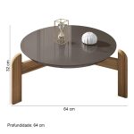 Mesa de Centro Lizz Cinza Pérola Cedro Casa D - Imagem 2