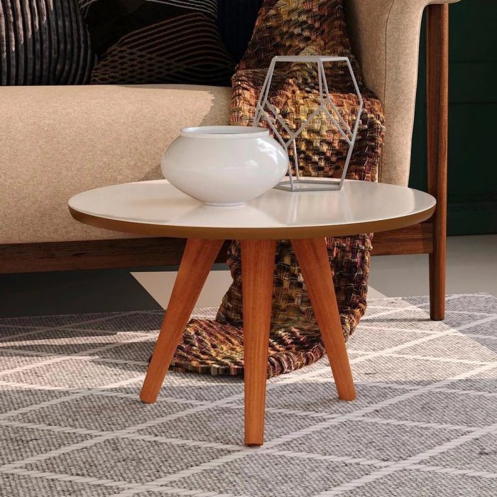 Mesa de Centro Retrô Cissa – Off white com freijó – rpm Móveis - Imagem 1