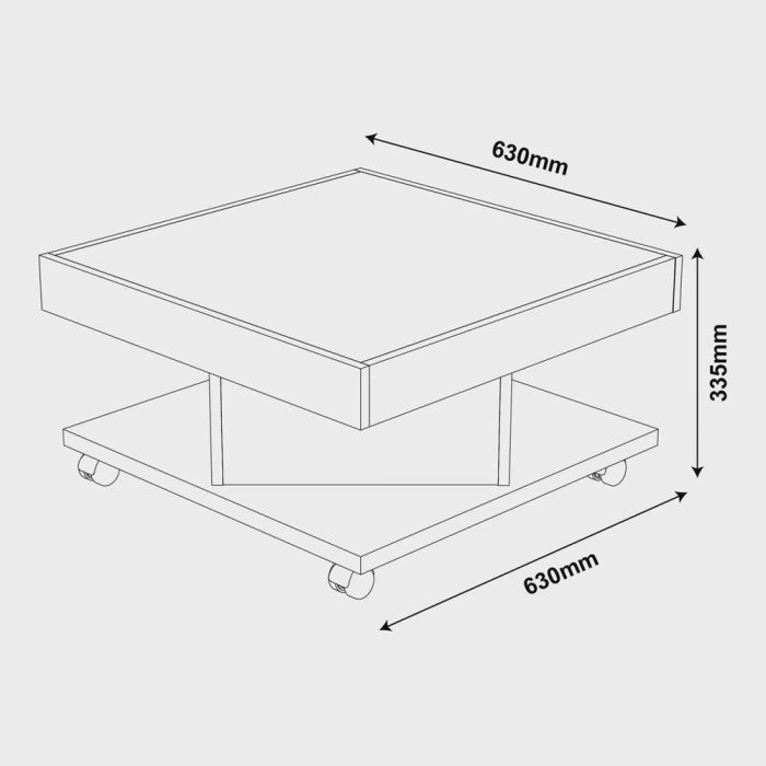 Mesa de Centro com Rodízio Quadrada Saara - Imagem 3