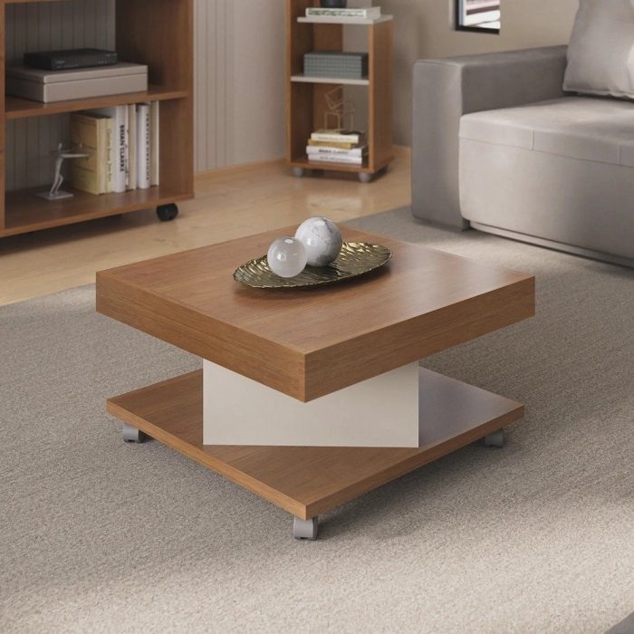 Mesa de Centro com Rodízio Quadrada Saara - Imagem 1