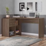 Mesa de Escritório em L 2 Gavetas 3 Nichos Office nt 2060