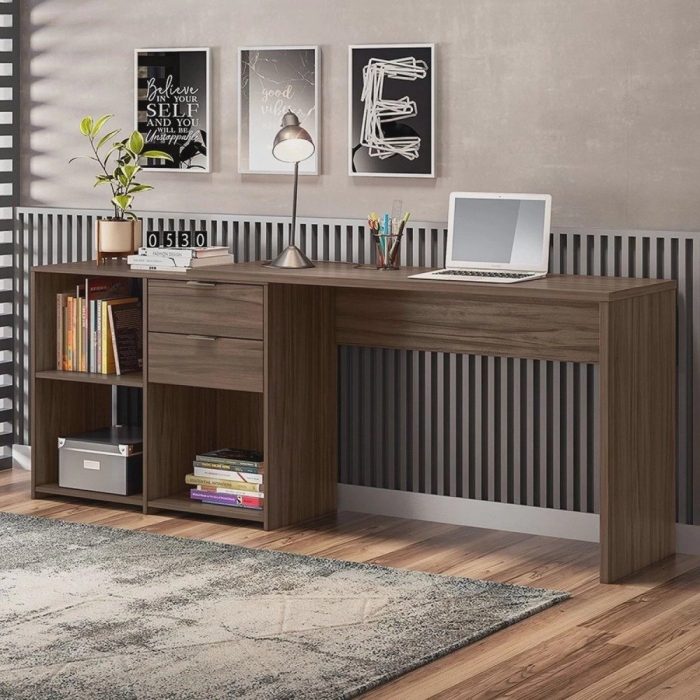Mesa de Escritório em L 2 Gavetas 3 Nichos Office nt 2060 - Imagem 2