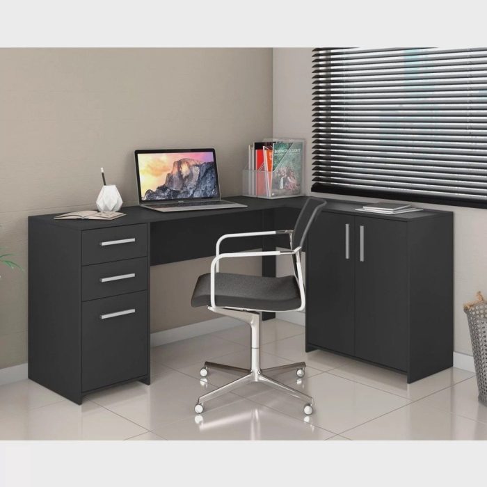 Mesa de Escritório em L 2 Gavetas 3 Portas Office Nt 2005 - Imagem 1