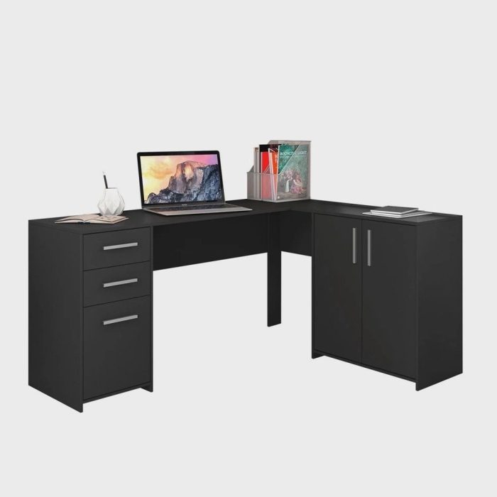 Mesa de Escritório em L 2 Gavetas 3 Portas Office Nt 2005 - Imagem 2