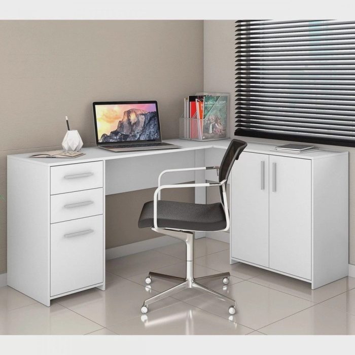 Mesa de Escritório em L 2 Gavetas 3 Portas Office Nt 2005 - Imagem 1