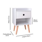 Mesa de cabeceira Retrô Decore 1 Gaveta – Branco – rpm Móveis - Imagem 4