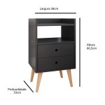 Mesa de cabeceira Retrô Dream Plus – Preto – Mania - Imagem 4
