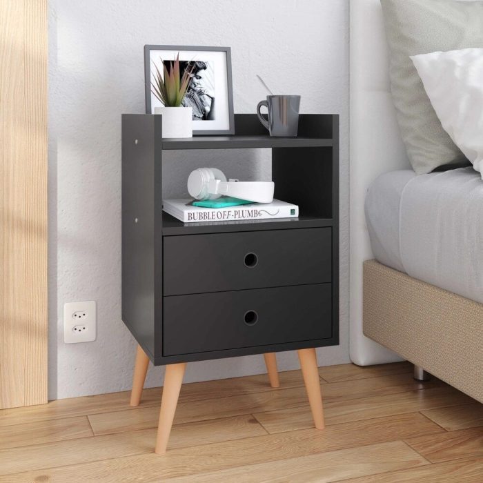 Mesa de cabeceira Retrô Dream Plus – Preto – Mania - Imagem 1