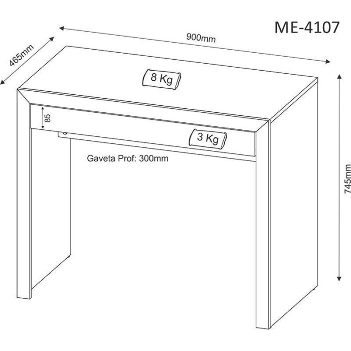 Mesa para Escritório ME4107 Branco – Tecno Mobili - Imagem 2