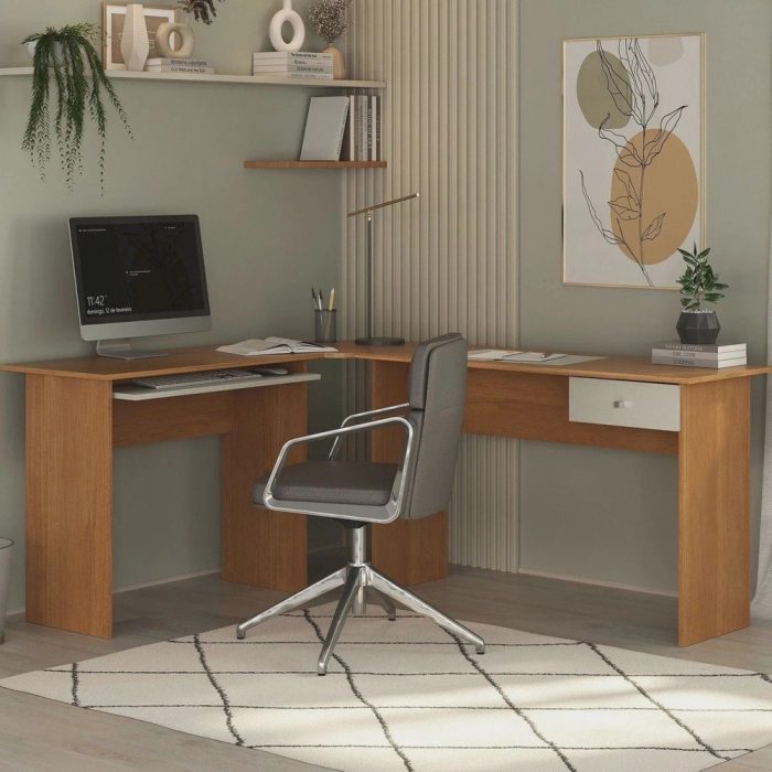 Mesa para Escritório em L 1 Gaveta Max - Imagem 1