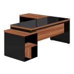 Mesa para Escritório em L com vidro fumê – 1,92X1,60M – work start – nogal sevilhapreto – 21407