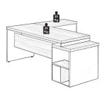 Mesa para Escritório em L com vidro fumê – 1,92X1,60M – work start – nogal sevilhapreto – 21407 - Imagem 3