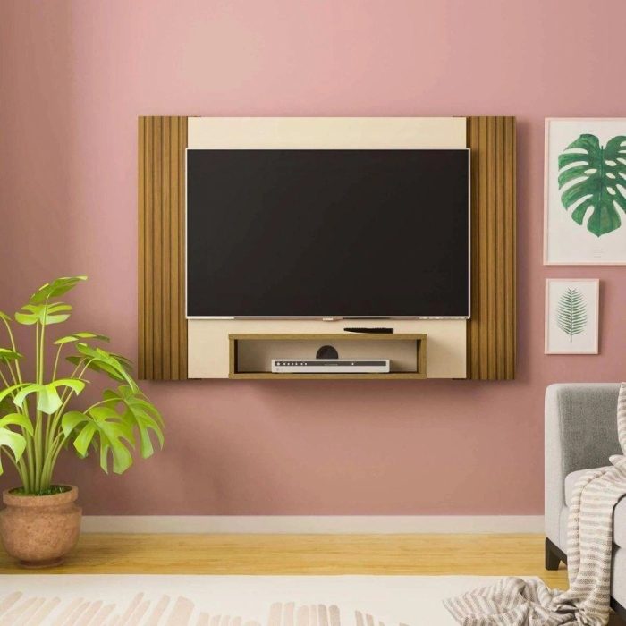 Painel Cine Para Tv 47 Com Nicho Pinho  Off White - Imagem 1