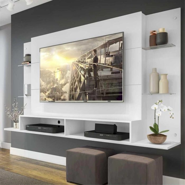 Painel Nairóbi Plus para TV Até 60 Branco Acetinado Texturizado - Imagem 1
