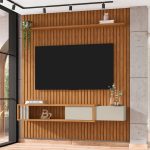 Painel Nassau TV até 75 Polegadas Ripado Naturalle Off White Bechara - Imagem 2