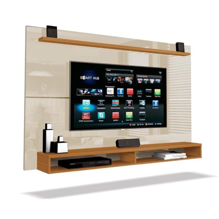 Painel Para TV Até 65 Polegadas Com Prateleira 1,80m Max Cedro  Off White - Imagem 1
