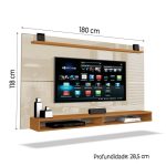 Painel Para TV Até 65 Polegadas Com Prateleira 1,80m Max Cedro  Off White - Imagem 3