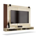 Painel Para TV até 50 Polegadas Dijon Ripado c Prateleira Off White  Naturale