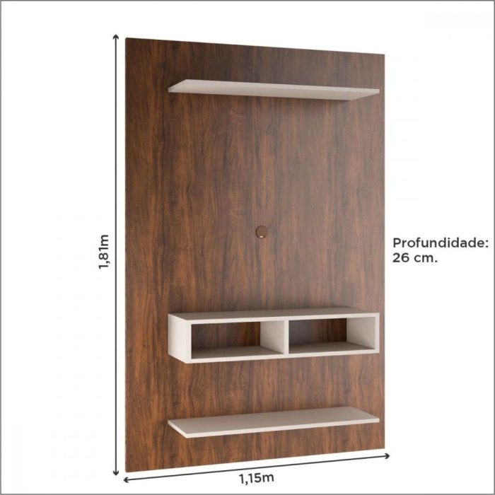 Painel Para Tv Até 43 Polegadas Byte Imbuia Off White Viero - Imagem 3