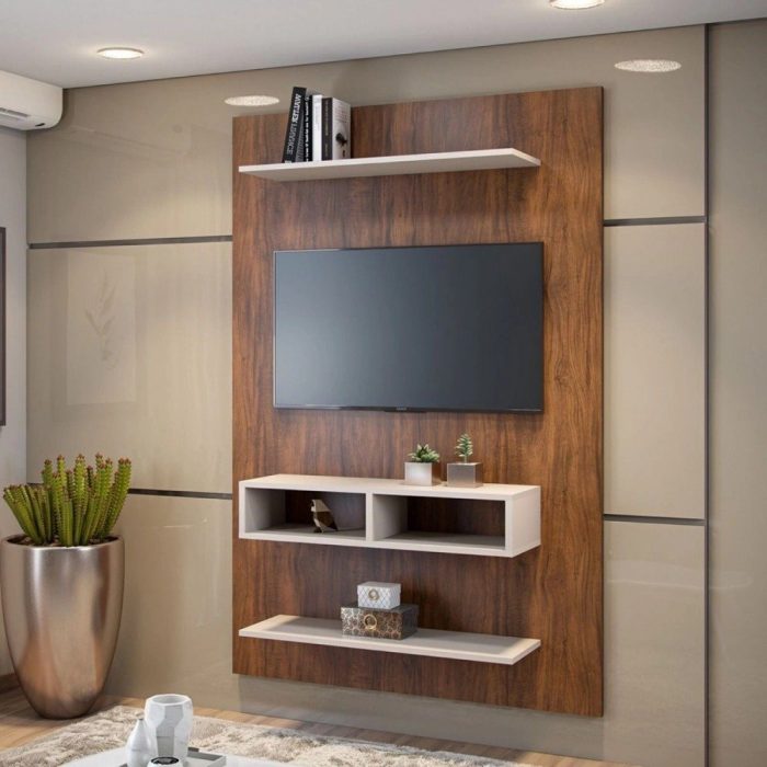 Painel Para Tv Até 43 Polegadas Byte Imbuia Off White Viero - Imagem 1