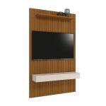 Painel Para Tv Até 55 Polegadas Ripado Impressão 3D Egeo Com Nicho 1,35m Cedro Off White edn - Imagem 2
