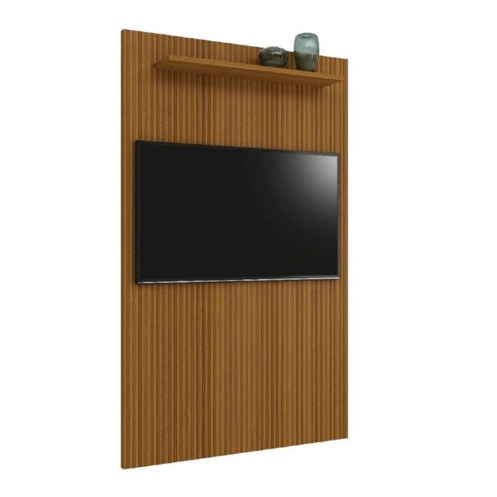 Painel Para Tv Até 55 Polegadas Ripado Impressão 3D Egeo Com Prateleira 1,35m Cedro edn - Imagem 1