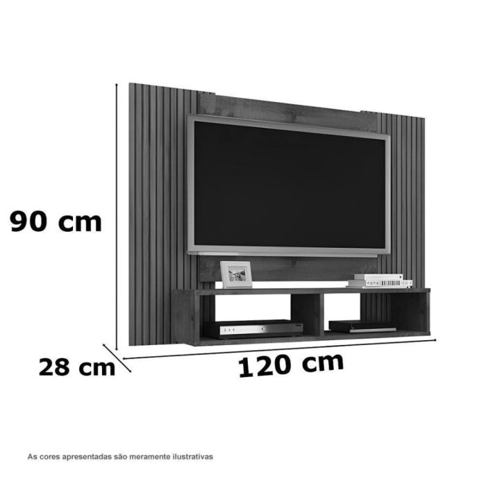 Painel Para Tvs 42 Navi Preto Fosco Ripado Bechara - Imagem 3