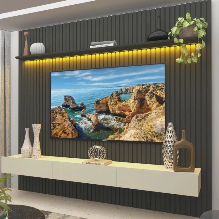 Painel Ripado TV até 85 Polegadas com LED 230cm Nobre - Imagem 1