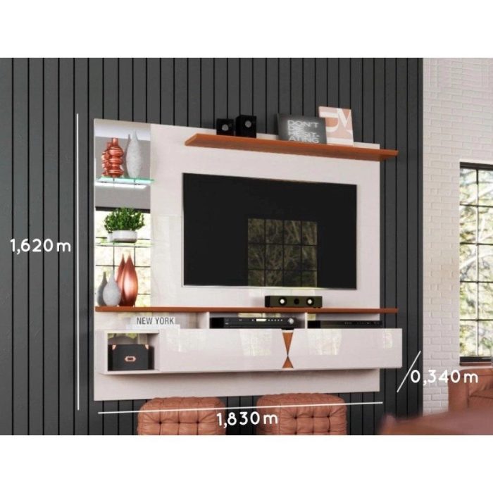 Painel para TV 55 polegadas Intense Lukaliam Off White  Damasco - Imagem 3