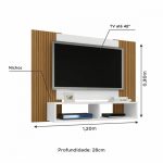 Painel Para Tv Suspenso Bergamo Griz Carvalho Nobre – Dj Móveis - Imagem 3
