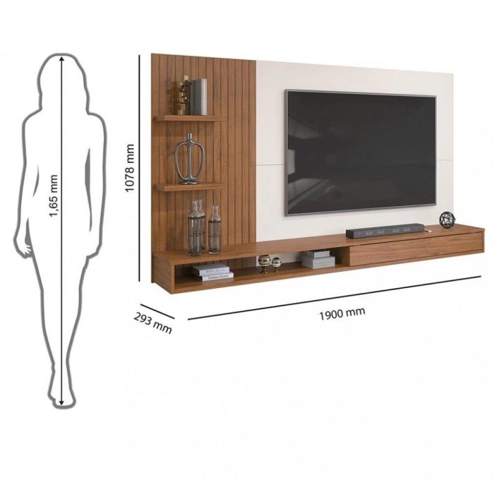 Painel para TV até 60 Polegadas 1 Porta Bento dj Móveis - Imagem 3
