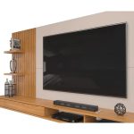 Painel para TV até 60 Polegadas Ripado com Nichos Dj Móveis Bento Carvalho Griz - Imagem 2