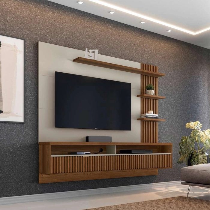 Painel para TV até 65 Polegadas Araruna Freijó e Off White - Imagem 1