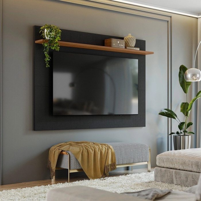Painel para TV até 70 Polegadas 180cm Portugal Notável Preto/Freijó - Imagem 1