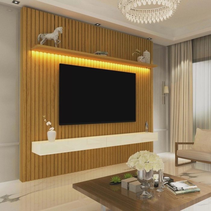 Painel para TV até 75 Polegadas Ripado com Led 184cm Nobre Gelius Móveis - Imagem 1