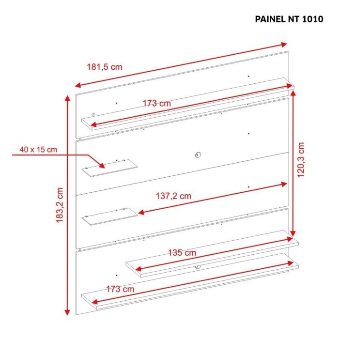 Painel para TV de 60 Polegadas 5 Prateleira Led NT1010 Notável Móveis - Imagem 3