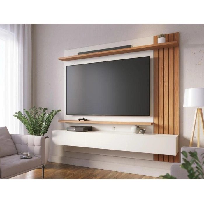 Painel para Tv Home Suspenso Juriti 1.8 Off White Matte Freijó – Colibri - Imagem 2