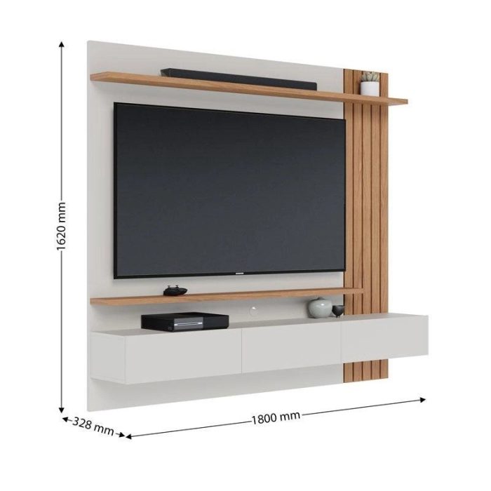 Painel para Tv Home Suspenso Juriti 1.8 Off White Matte Freijó – Colibri - Imagem 3