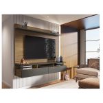 Painel para Tv Home Suspenso Noruega Freijó Grafite Perolizado – Móveis Leão - Imagem 2