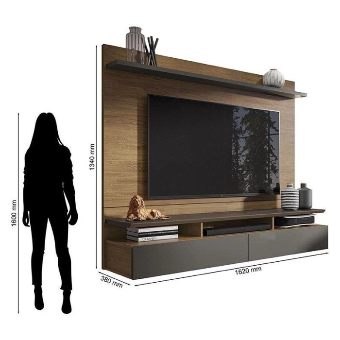 Painel para Tv Home Suspenso Noruega Freijó Grafite Perolizado – Móveis Leão - Imagem 3
