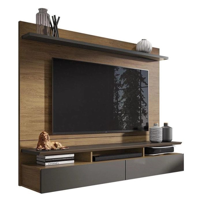 Painel para Tv Home Suspenso Noruega Freijó Grafite Perolizado – Móveis Leão - Imagem 1