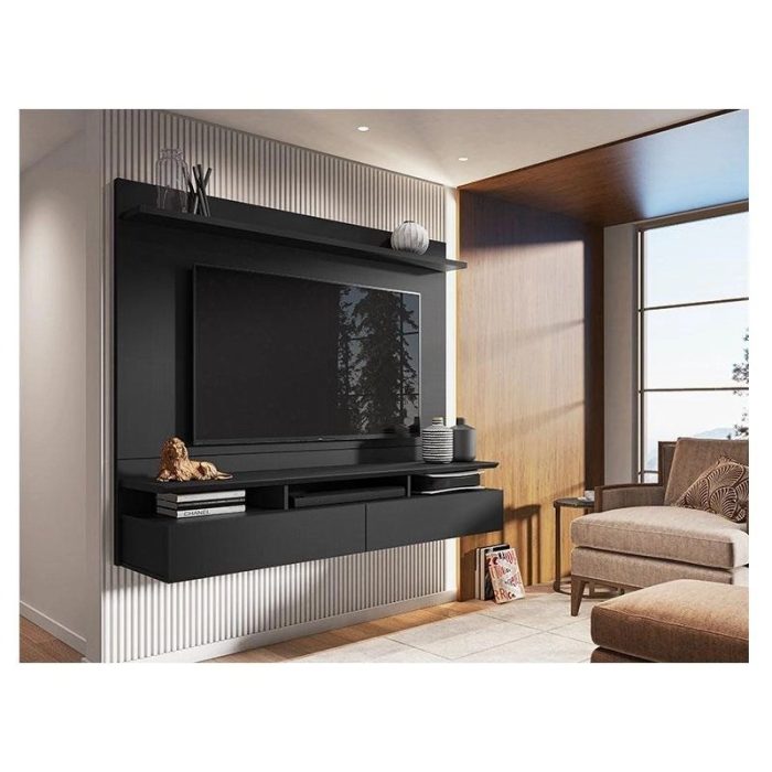 Painel para Tv Home Suspenso Noruega Preto – Móveis Leão - Imagem 2