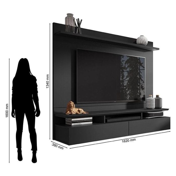 Painel para Tv Home Suspenso Noruega Preto – Móveis Leão - Imagem 3