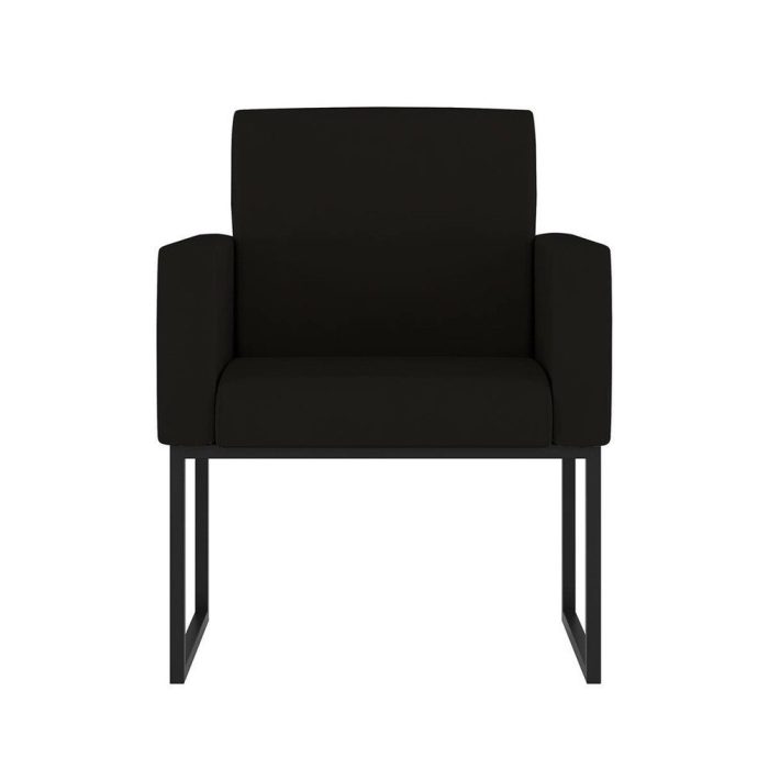Poltrona Cadeira Decorativa Recepção Base De Ferro Preto - Imagem 2