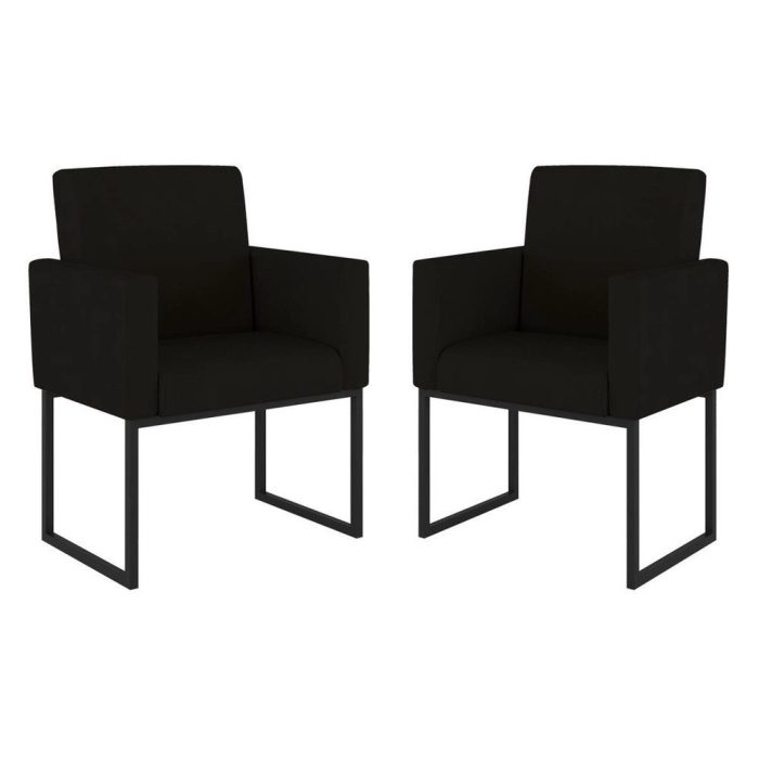 Poltrona Cadeira Decorativa Recepção Base De Ferro Preto - Imagem 1